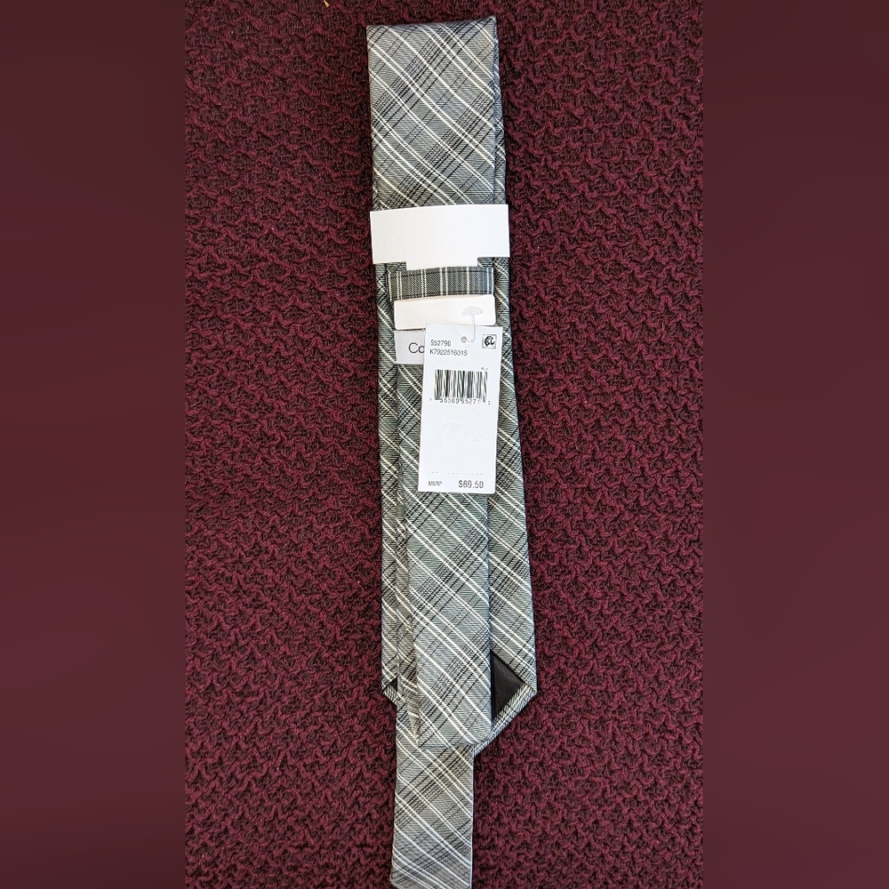 CALVIN KLEIN Slim Plaid Tie NWT - Picture 4 of 5